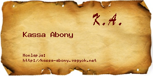 Kassa Abony névjegykártya